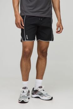 Pantalón Corto Holgado De Nailon Fruncido Con Cintura Elástica, Negro