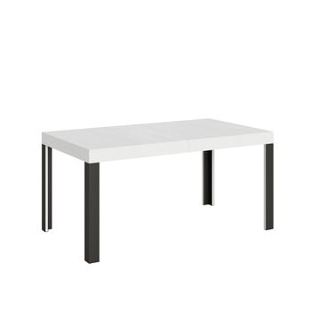 Mesa extensible 80x160/244 cm efecto madera fresno blanco, hierro