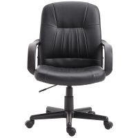 vinsetto silla de oficina giratoria sillon de escritorio ergonomico con ruedas altura ajustable negro material pu 60x60x90-99cm   aosom espana