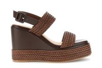 sandalias de dos tiras con cuna en efecto piel sintetica trenzada dark brown 40