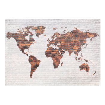 Papel Pintado 3d - World Map: Brick Wall (300x210 Cm)