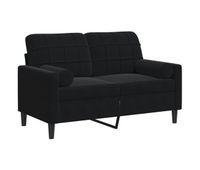 sofa de 2 plazas - sofa de salon - sofa moderno con cojines terciopelo negro 120 cm