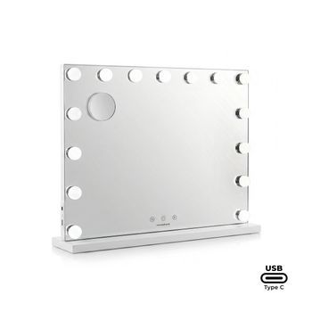 Espejo De Tocador Hollywood, 15 Bombillas Led, 3 Tonos De Luz, Intensidad Regulable, Mini Espejo X10 Innovagoods