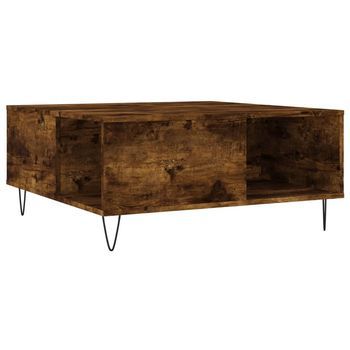 Mesa De Café - Mesa De Centro Madera Contrachapada Roble Ahumado 80x80x36,5 Cm