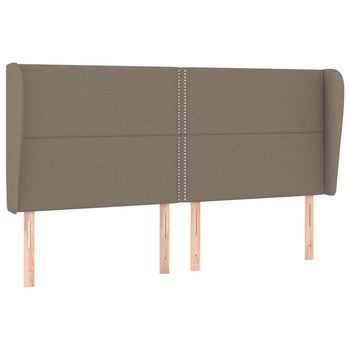 Cabecero Cama | Panel De Cabecera Con Orejas De Tela Gris Taupe 203x23x118/128 Cm