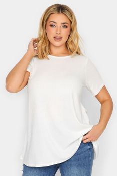 Yours Camiseta Canalé Blanca, Mujer Curvy Y Tallas Grandes, Yours