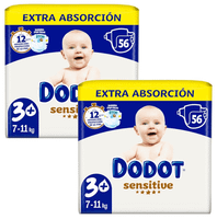 dodot panales sensitive extra-jumbo pack t3 7-11 kg 2x56 uds