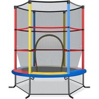 cama elastica para ninos con red de seguridad y almohadilla para muelles costway 165 x 165 x 161cm coloreado
