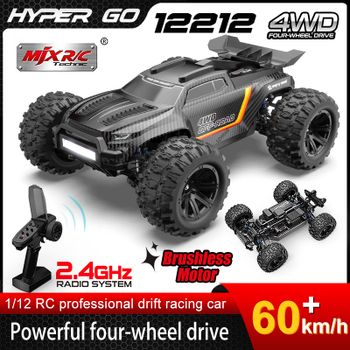 MJX 12212 HYPER GO 4WD 1:12 Coche RC de Alta Velocidad 60KM/H, Monster Truck RC con Tracción en las Cuatro Ruedas, Vehículo Eléctrico sin Escobillas, Batería 3S de 120m, Control Remoto 2.4G, Coche de