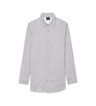 A|X Armani Exchange para hombre. XM001821AF13235F0143 Camisa Guru Crema (L), Negro, Casual, Algodón, Manga larga