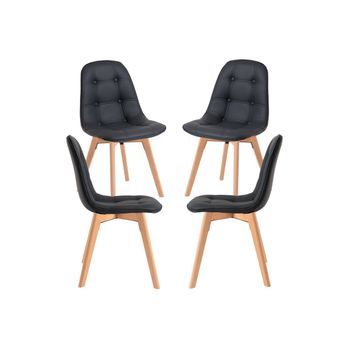 Pack 4 Sillas Vorak De Polipiel 81*43*38 Cm - Negro
