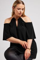 yours london top hombros descubiertos negro con cadena mujer curvy y tallas grandes yours london