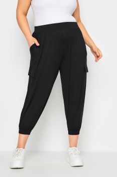Yours Bombachos Capri Cargo Negros, Mujer Curvy Y Tallas Grandes, Yours