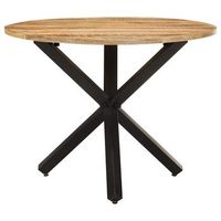 mesa de comedor - mesa de cocina madera de mango rugosa redonda 100x100x75 cm
