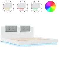 cama matrimonial  cama para adultos  estructura de cama con cabecero y luces led blanco 200x200 cm