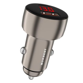 MORBEST C77CA 48W Cargador de coche adaptador USB PD de 2 puertos USB-A + USB-C PD QC Carga rápida con LED rojo para iPh