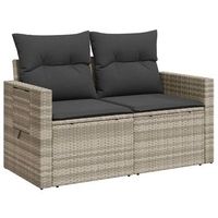 sofa de jardin  sofa de exterio con cojines 2 plazas ratan sintetico gris claro