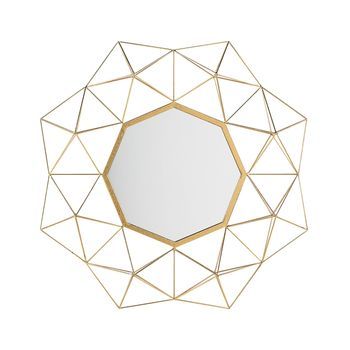 Espejo De Pared Dorado 69 X 80 Cm Forma De Estrella Pieza Decorativa Sala De Estar Dormitorio Gaillac