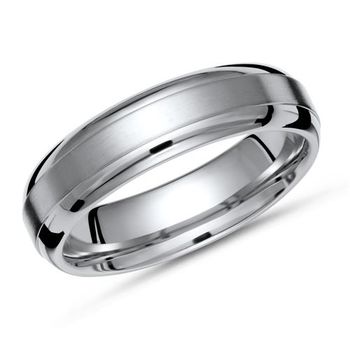 Anillo mate titanio con bordes pulidos en 6mm