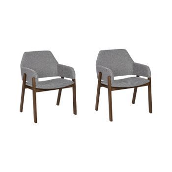 Conjunto De 2 Sillas De Poliéster Madera De Caucho Gris Claro Madera Oscura Albion