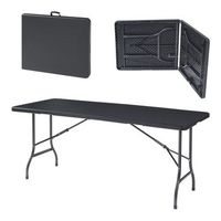 mesa plegable mark exterior 180x75x72cm - efecto ratan negro encasa