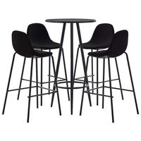 juego de mesa alta y taburetes 5 piezas tela negro vidaxl