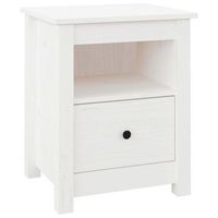 mesita de noche madera maciza de pino blanco 40x35x49 cm