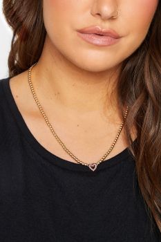 Collar Dorado De Corazón Rosa