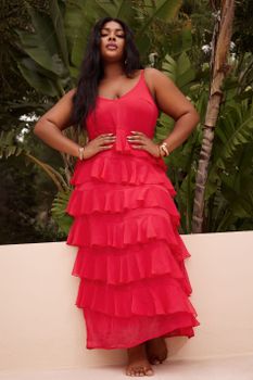 Limited Collection Vestido Tirantes Rojo De Volantes, Mujer Curvy Y Tallas Grandes, Limited Collection