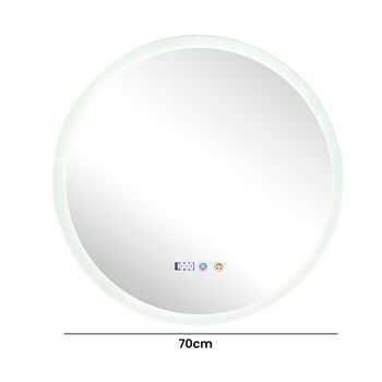 Espejo Baño Inteligente Led 70cm Redondo 3 Luces Memoria Dimmer Anti-explosión Impermeable Diseño Moderno