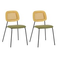 lote de 2 sillas de comedor de polipiel verde
