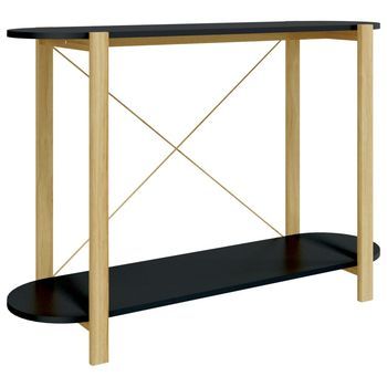 Mesa Consola | Mesa De Entrada | Mesa Auxiliar De Madera Contrachapada Negro 110x38x75 Cm
