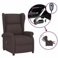 sillon orejero reclinable electrico de tela marron oscuro vidaxl