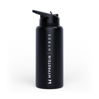 botella con pajita abatible de metal reciclado hyrox de myprotein 1l - negro