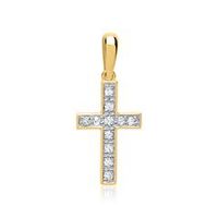14 quilates oro amarillo colgante cruz diamante 01045 ct