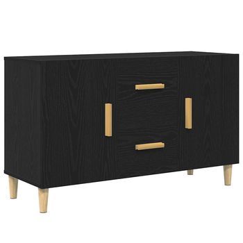 Aparador De Madera De Roble Negro 100x36x60 Cm