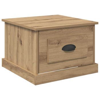 Mesa De Café - Mesa De Centro - Mesa Baja Con Cajón Roble Artesanal 50 X 50 X 35 Cm