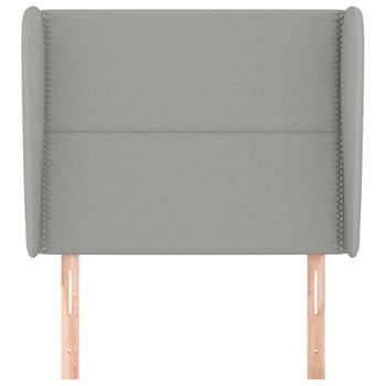 Cabecero Cama Mueble De Dormitorio Con Orejas De Tela Claro 83 X 23 X 118/128 Cm Gris M02_0003287