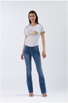 vaqueros denim flare super stretch medium blue 34