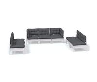 muebles de jardin 7 piezas con cojines madera maciza de pino