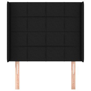 Cabecero Cama Mueble De Dormitorio Con Orejas De Tela 93 X 16 X 118/128 Cm Negro M02_0003650