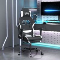 silla gaming  silla de oficina  silla gamer ergonomica con reposapies tela negro y blanco cfw790296