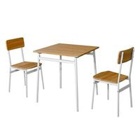 set de mesa 70x70x75cm y 2 sillas con patas blancas 42x45x84cm 70x70x76 cm color blanco