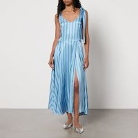 stella nova striped satin dress - dk 42uk 16