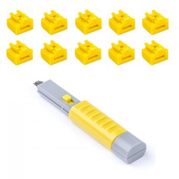 Smart Keeper Pack 10 Bloqueos para Puertos RJ45 + Llave de Seguridad Amarillo