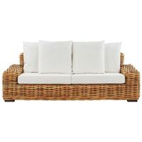 sofa de jardin 3 plazas de ratan color natural mimbre con cojines sala de estar tradicional moderno forli