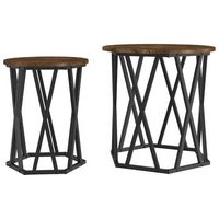 2 piezas mesa de cafe  mesa de centro roble ahumado madera ingenierizada y acero