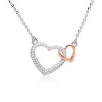 cadena corazones plata 925 oro rosa circonitas