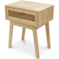 mesita de noche con cajon - madera boho bali - yanpai natural
