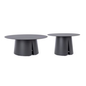 Juego de 2 mesas de aluminio blanco crema